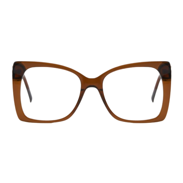 Brown eyeglasses on a white background