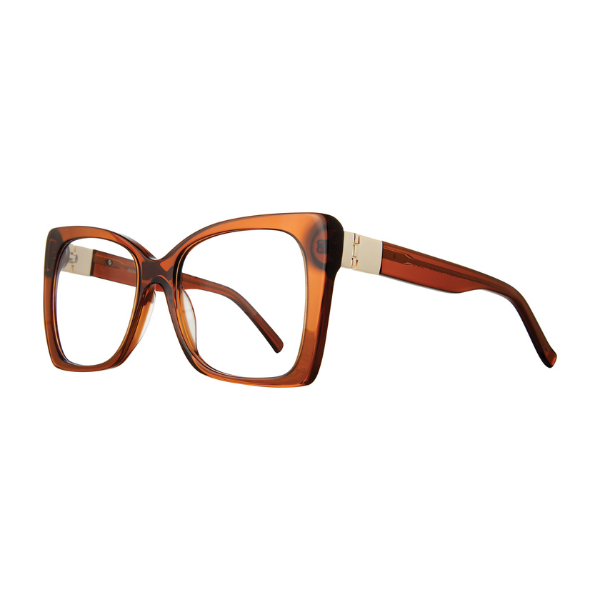 Brown eyeglasses on a white background